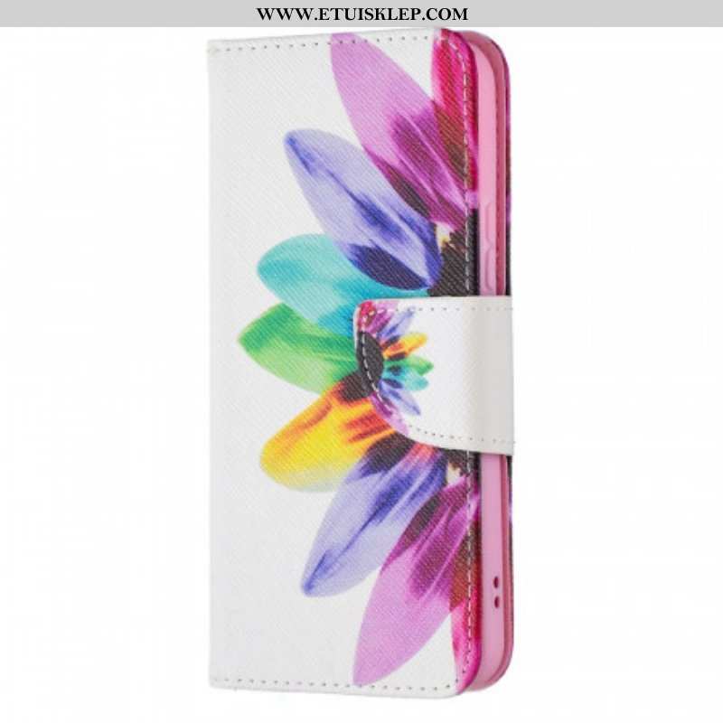 Skórzany Futerał do Samsung Galaxy S22 5G Akwarela Kwiat